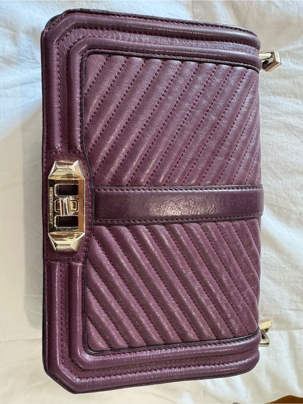 Rebecca Minkoff Plum Quilted Crossbody with Gold Hardware
